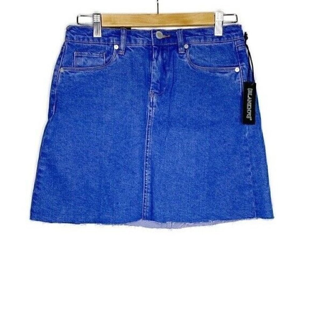 NEW BLANKNYC Skirt Size 27 Women's Denim High Rise Cutoff Blue Mini MSRP $88